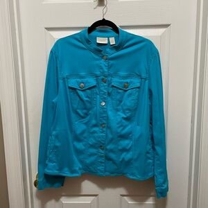 Chico's Size 3 (women’s 16/18) vibrant blue button up jacket